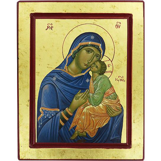 Made in Italy Fratelli Bonella Icona Sacra della Madonna della Tenerezza in Nobilitato di Rovere 19.7 x 25 cm 